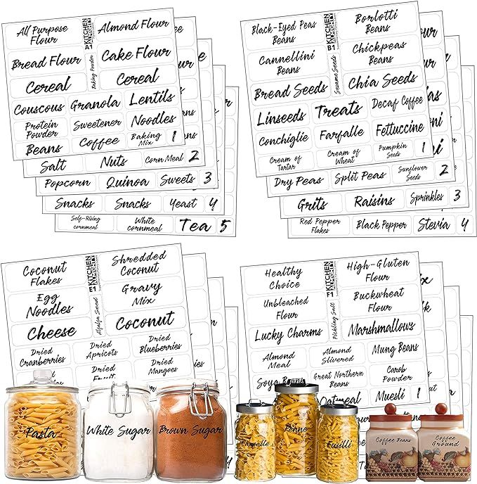 Pantry Labels: 323 Classy Gloss Clear Preprinted Water Resistant Complete Label Set to Organize S... | Amazon (US)