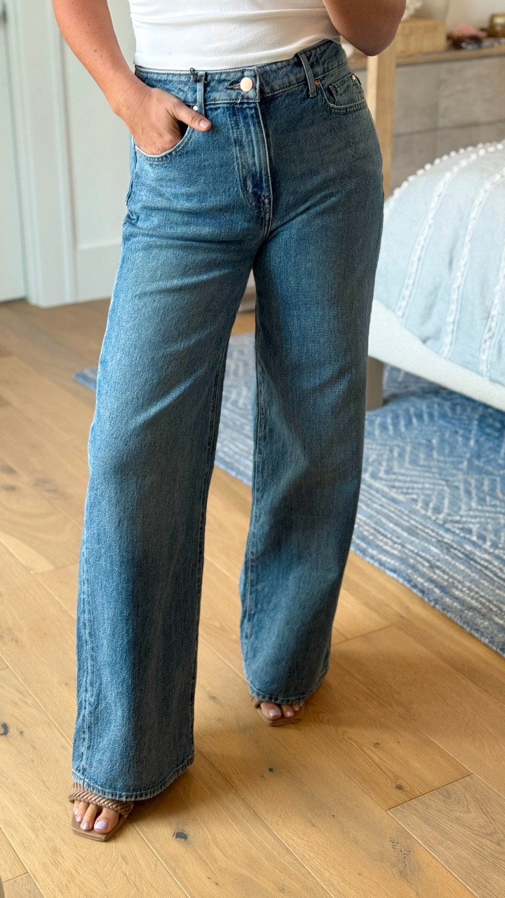 WHOA! 🤯 Found another amazing pair that has rocket my socks! Under $100 Treasure & Bond - I love the wash! I love the rise! I love the length! I am 5’4 and I’m wearing wedges-perfect! True to size! 

#LTKootd #LTKTravel #LTKWorkwear