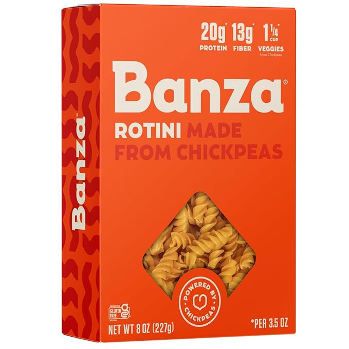Banza Rotini Pasta from Chickpeas - Gluten Free, High Protein, and Lower Carb Protein Rotini Chic... | Amazon (US)
