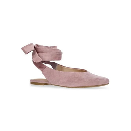Scoop Women s Faux Suede Ankle Wrap Ballet Flats | Walmart (US)