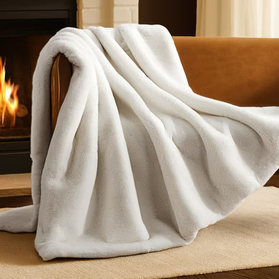 White Throw 47 x 60 Faux Fur Blanket by Bare Home | Target