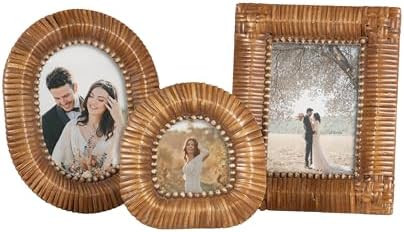 Kate and Laurel Rahfy Three-Piece Picture Frame Set, Dark Natural Rattan, Set of 3, Varying Sizes... | Amazon (US)