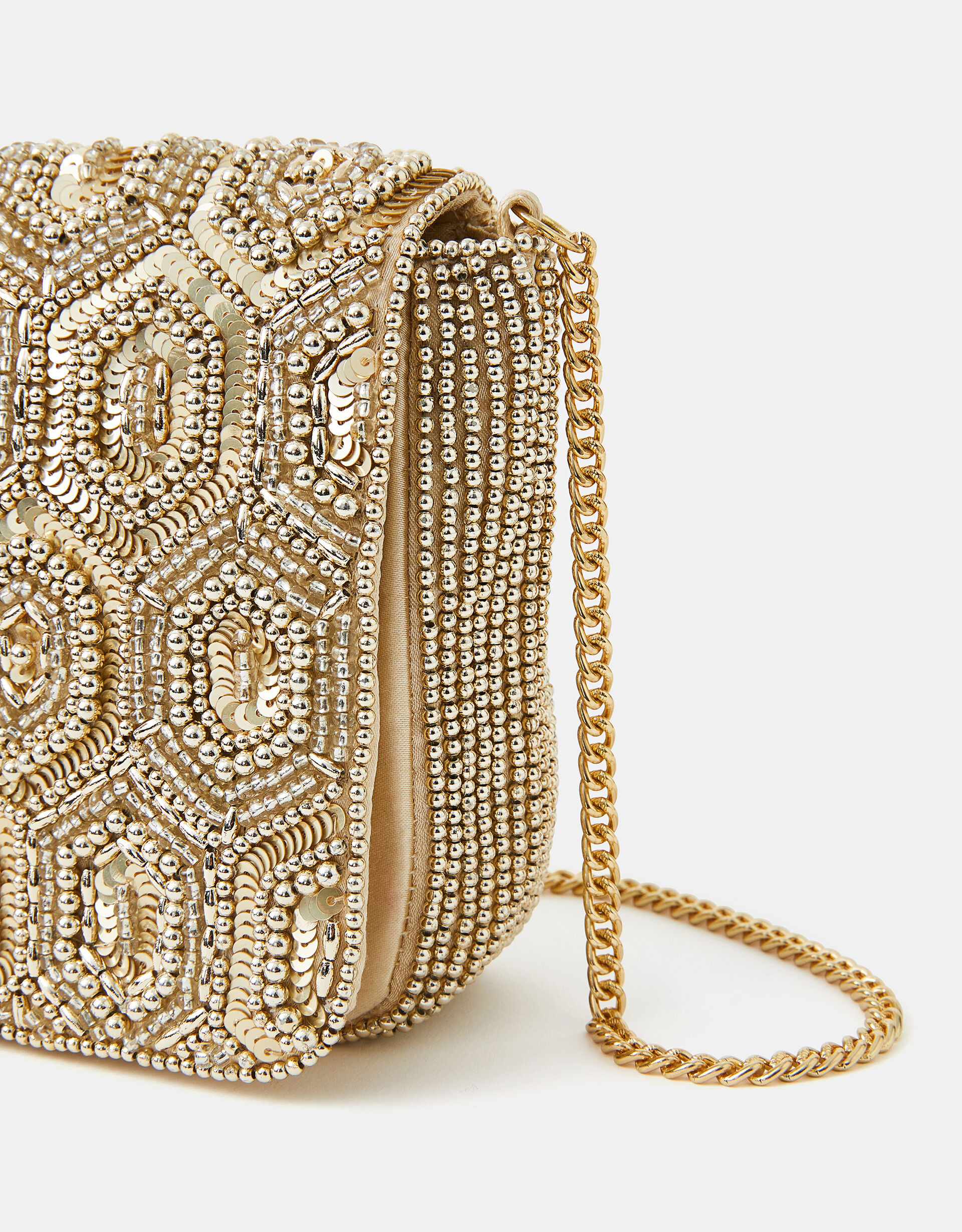 Embellished Fold Over Clutch Bag Gold | Accessorize (Global)