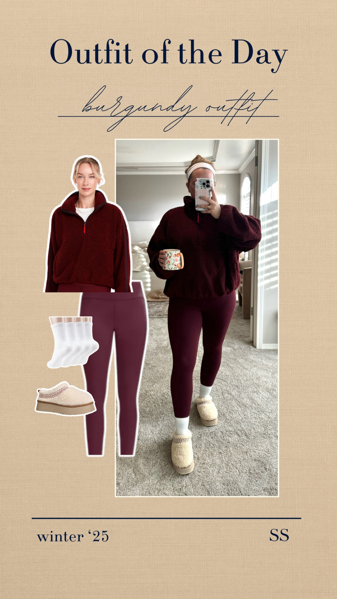 Old Navy Fleece (on sale) and lululemon burgundy winder train 25” leggings. Loving this burgundy trend in loungewear! 

#LTKMidsize #LTKFitness #LTKStyleTip