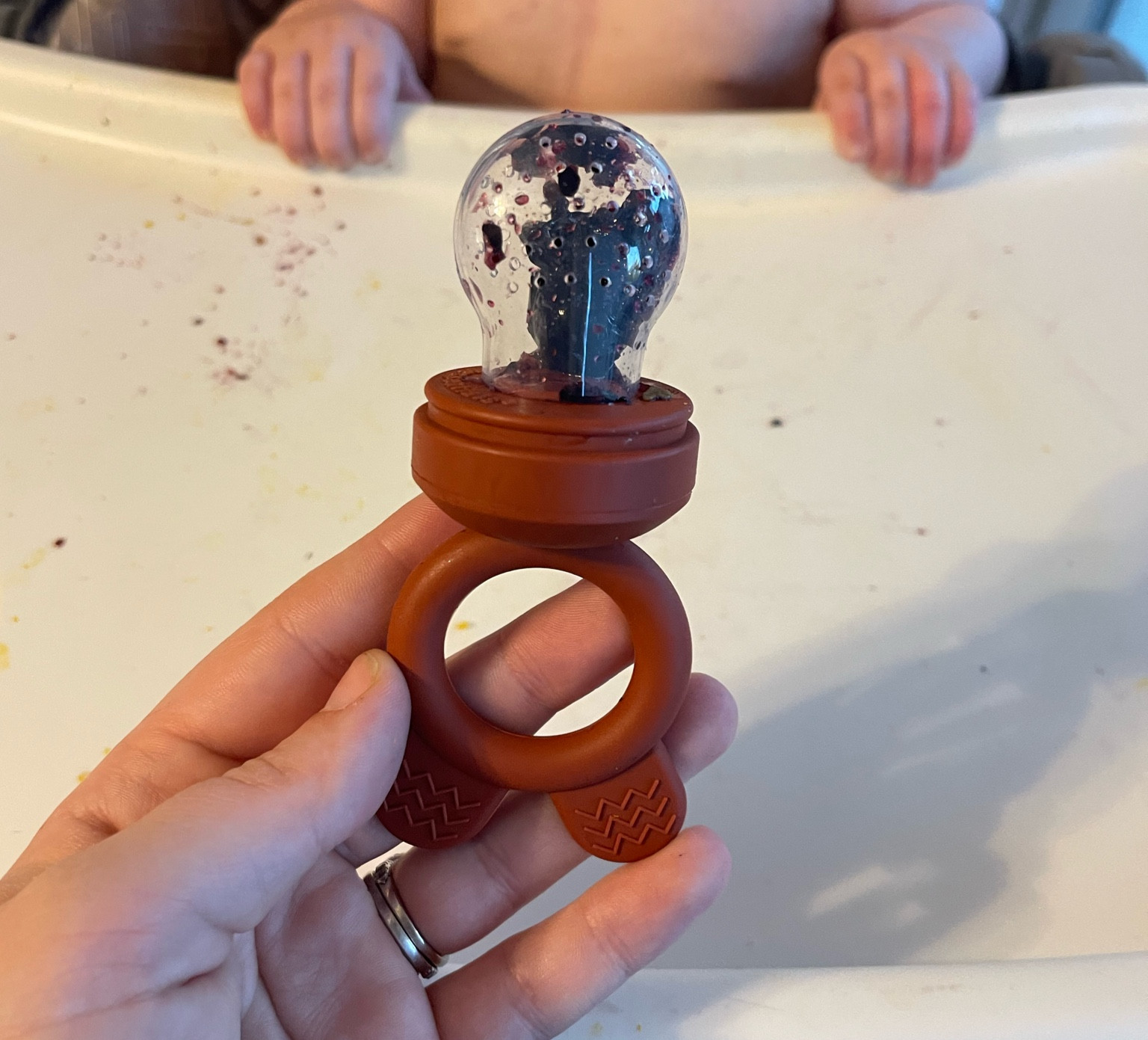 The BEST teether! You can put frozen breastmilk or berries in here and it keeps my son occupied for a while!

#LTKFindsUnder50 #LTKBump #LTKFamily