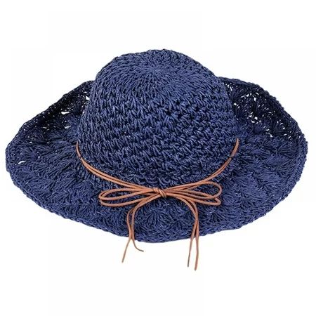 Pretty Comy Women Straw Hat Summer Wide Brim Sun Hat Floppy Foldable Roll up Beach Hats for Women Bo | Walmart (US)