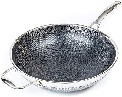 HexClad 12 Inch Hybrid Stainless Steel Wok Pan with Stay-Cool Handle - PFOA Free, Dishwasher and ... | Amazon (US)