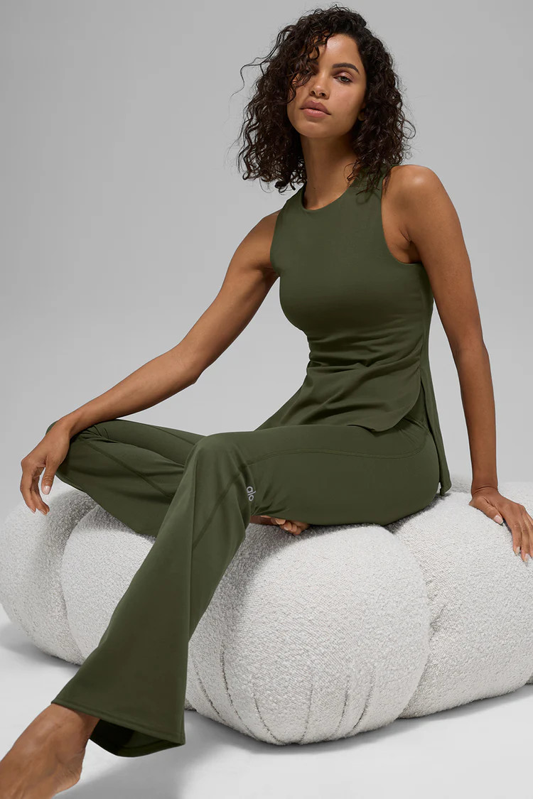 ALO Softsculpt Precision Full Length Bra Tank - Green Olive | Alo Yoga (US)