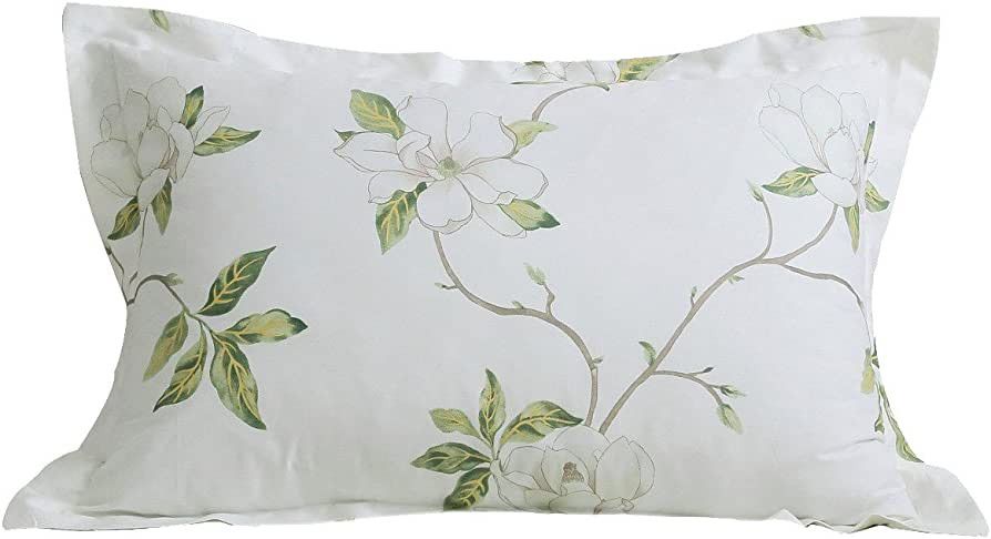 FADFAY Pillow Shams Farmhouse White Floral and Leaves Pillowcases 2-Pieces 100% Cotton Super Soft... | Amazon (US)