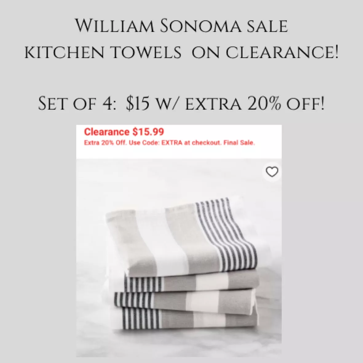 Williams Sonoma Classic Logo Kitchen Towels - Set of 4
