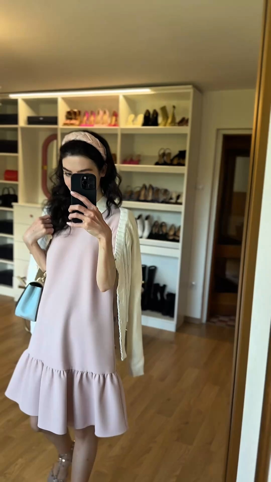 Spring dress, spring outfit, classy spring outfit, old money spring outfit, spring church dress, Easter dress, Easter outfit, Easter church outfit, fancy dress, fancy outfit for spring, Valentino dress, Valentino rockstud Slingback kitten heel pumps, top handle bag, headband, cardigan 

#LTKootd #LTKSeasonal #LTKgrwm