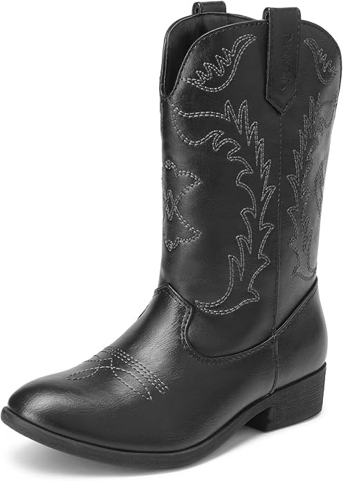 DREAM PAIRS Cowgirl Cowboy Western Boots Girls Mid Calf Riding Shoes Little Kid/Big Kid | Amazon (US)