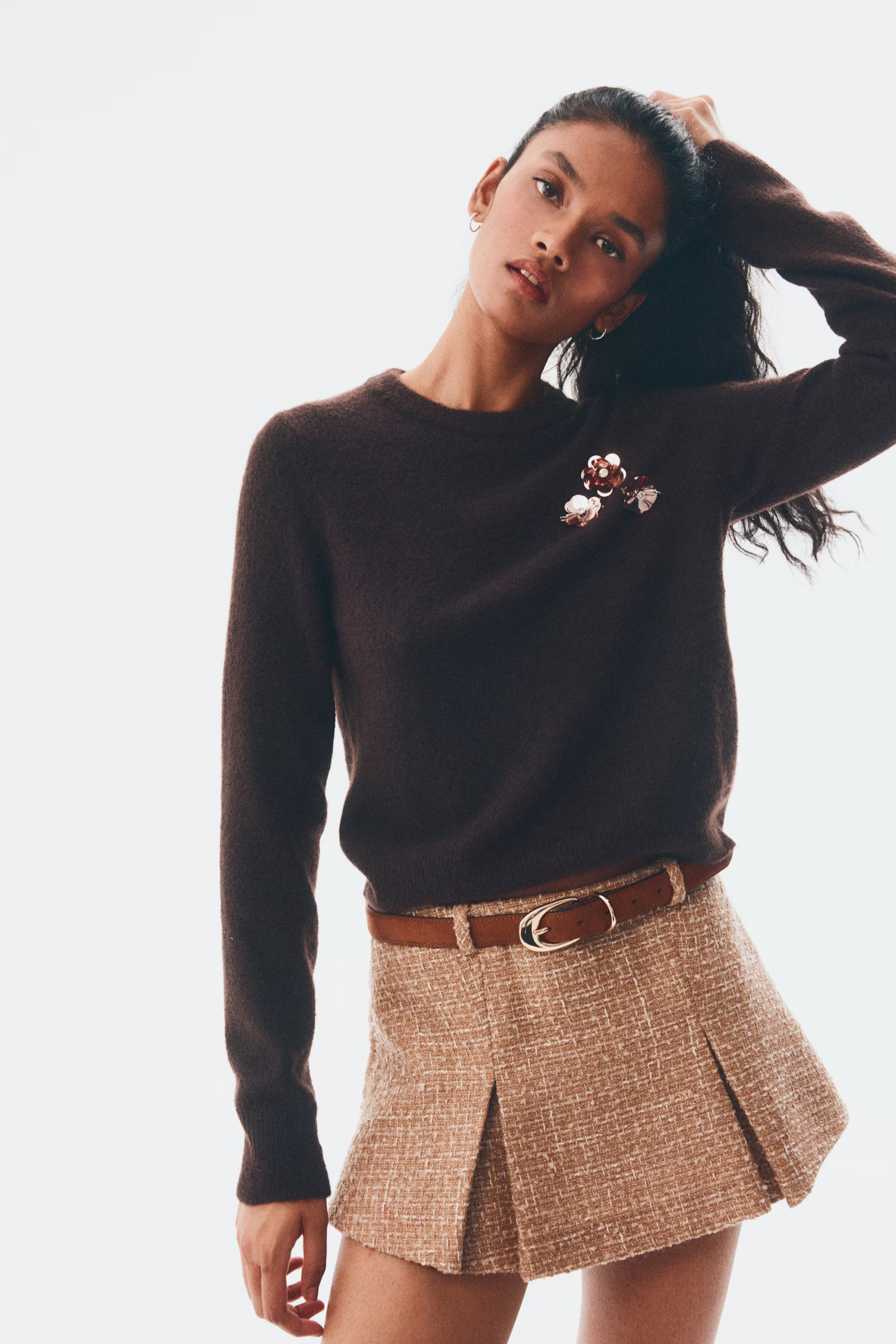 Embellished Sweater - Dark brown - Ladies | H&M US | H&M (US + CA)