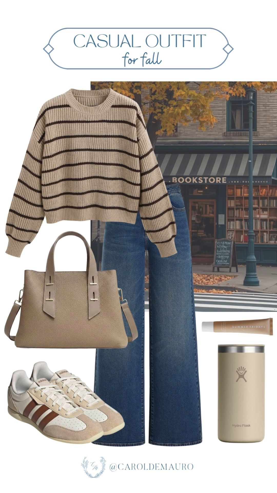 This striped sweater and wide leg denim combo is my go to for easy fall days! Perfect for a coffee run or a bookstore afternoon.

transitional outfit, early fall outfit, casual fall outfit, fall style, everyday outfit, tote bag, sneaker style, fall essentials

#LTKootd #LTKSeasonal #LTKU