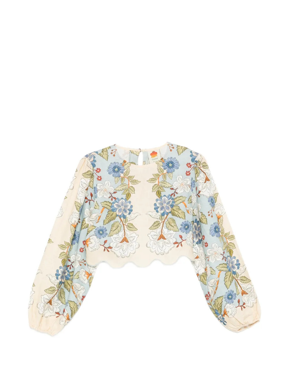 FARM Rio Green Garden linen blouse - Neutrals | Farfetch Global