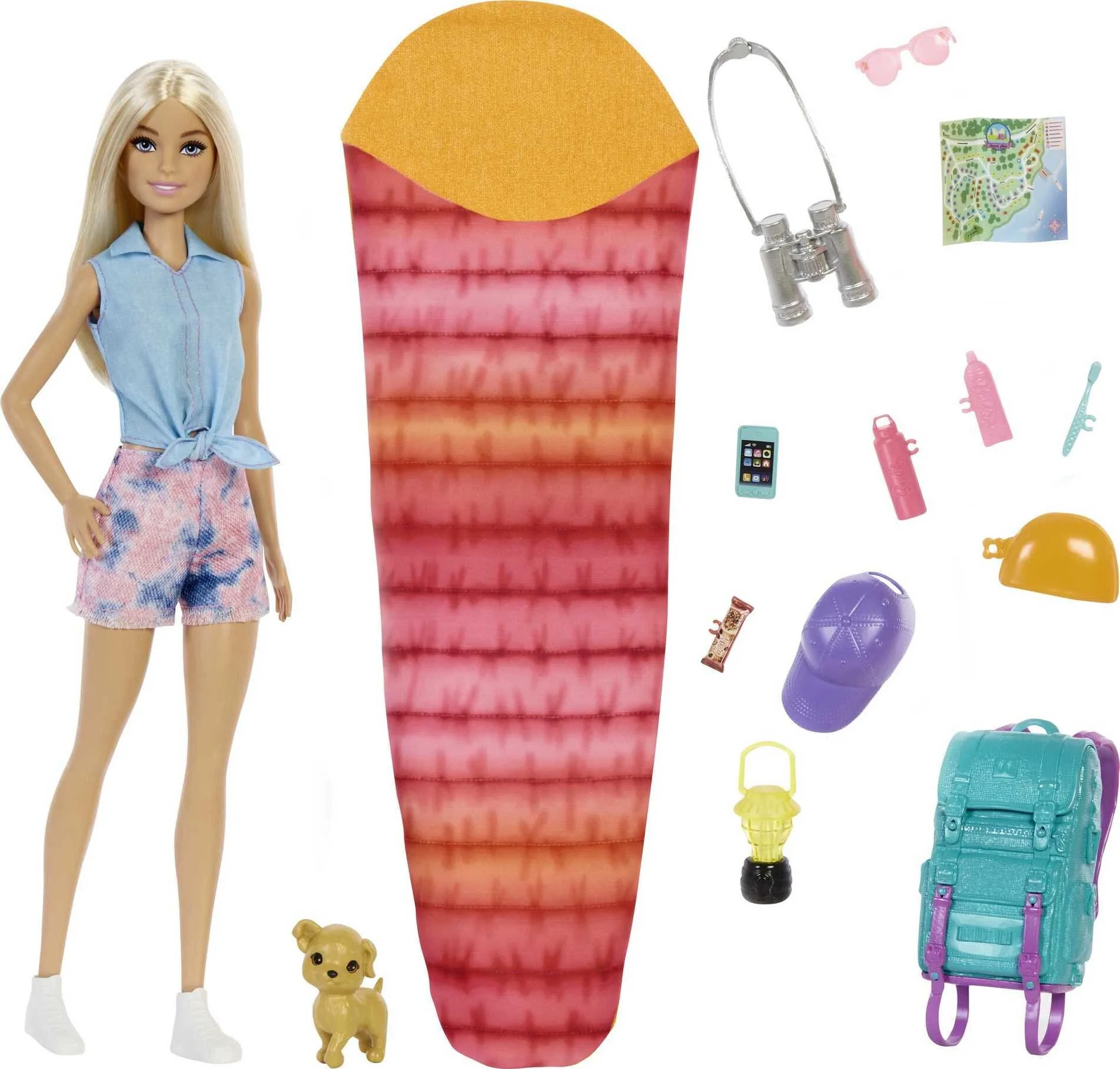 Barbie It Takes Two Malibu Doll & 10+ Accessories, Camping-Theme Set with Puppy, Sleeping Bag & M... | Walmart (US)