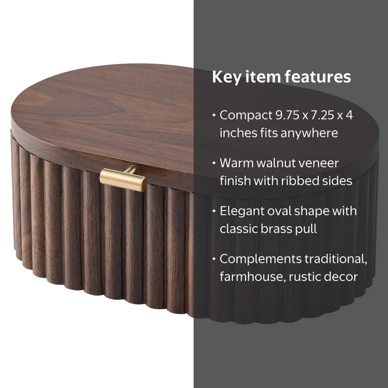 Better Homes & Gardens Oval Scalloped Wood Jewelry Box with Lid, Natural, Decorative Storage | Walmart (US)
