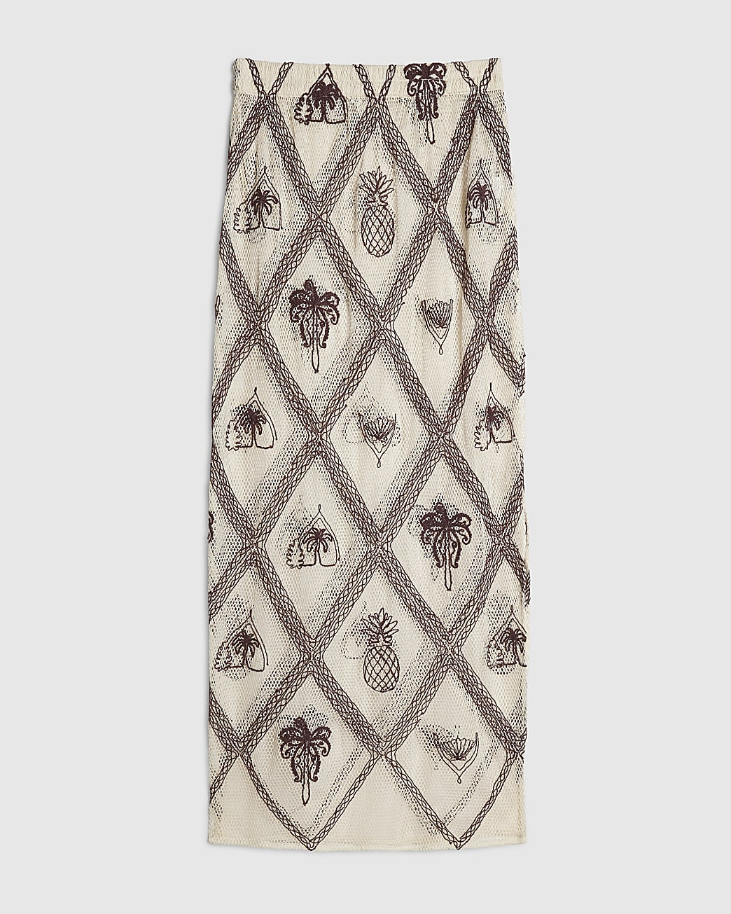 Cream Crochet Embroidered Beach Maxi Skirt | River Island UK & IE