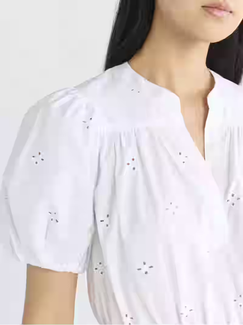 Free Assembly Women's and Women's Plus Cotton Eyelet Tiered Mini Dress with Puff Sleeves, Sizes X... | Walmart (US)