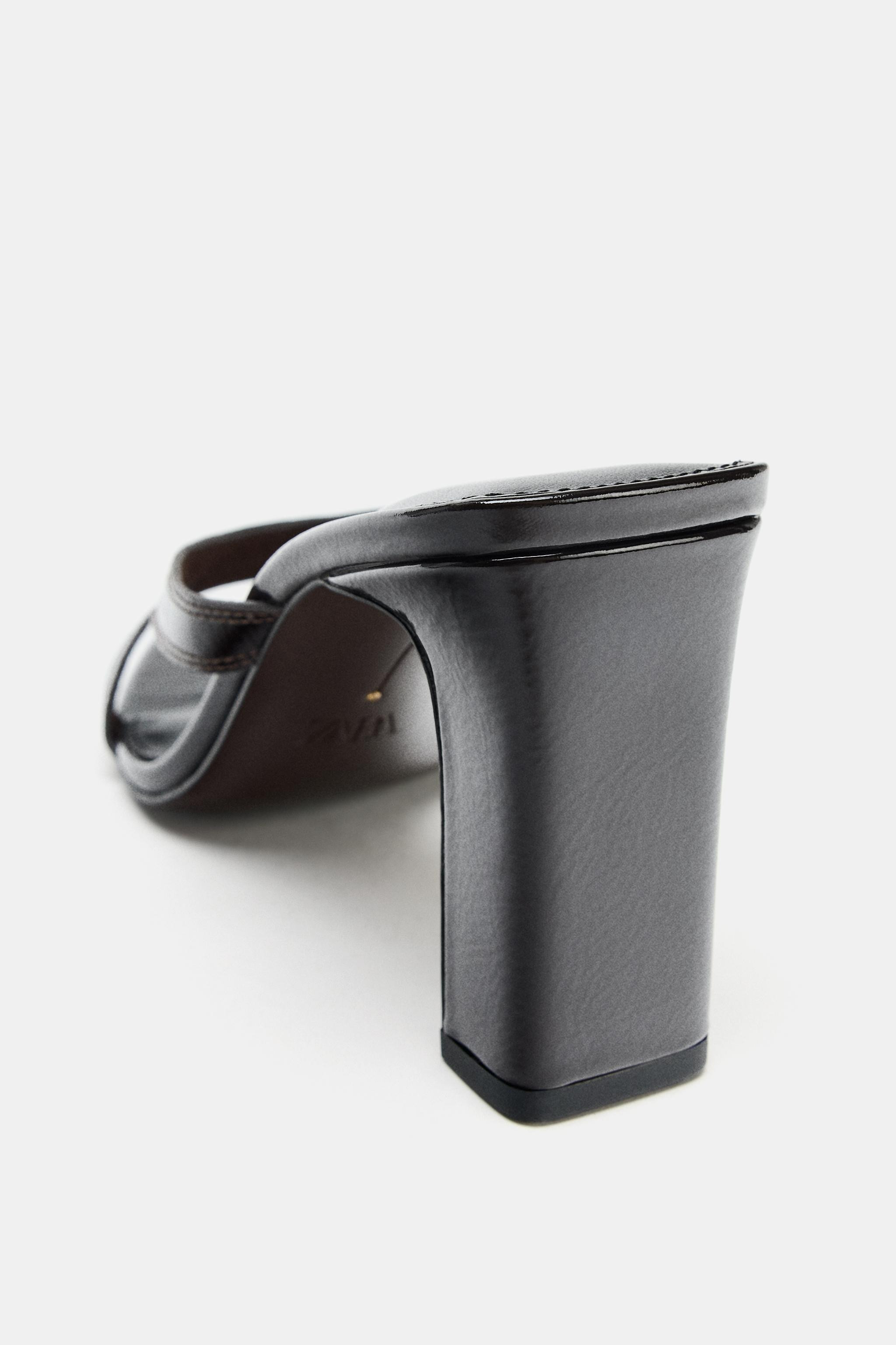 SANDALI CON TACCO E FASCETTE IN PELLE | Zara IT