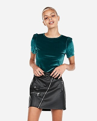 Velvet Puff Sleeve Top | Express