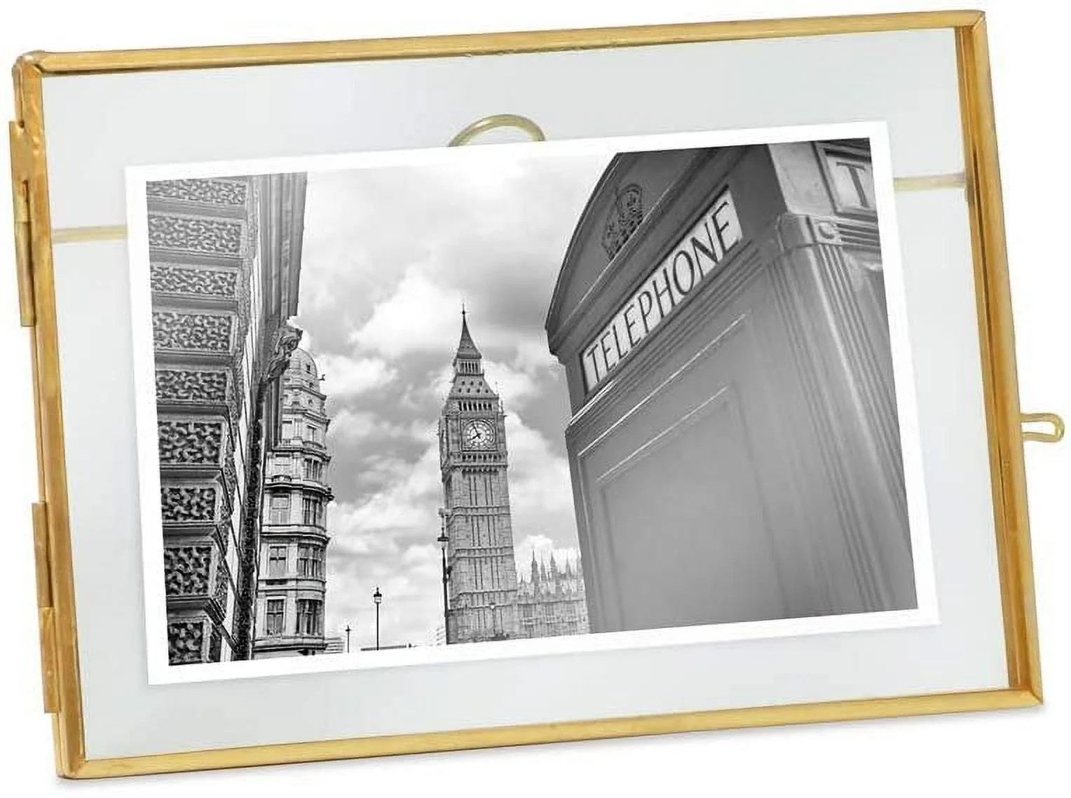 Isaac Jacobs 4x6, Antique Gold, Vintage Style Brass and Glass, Metal Floating Picture Frame Horiz... | Walmart (US)