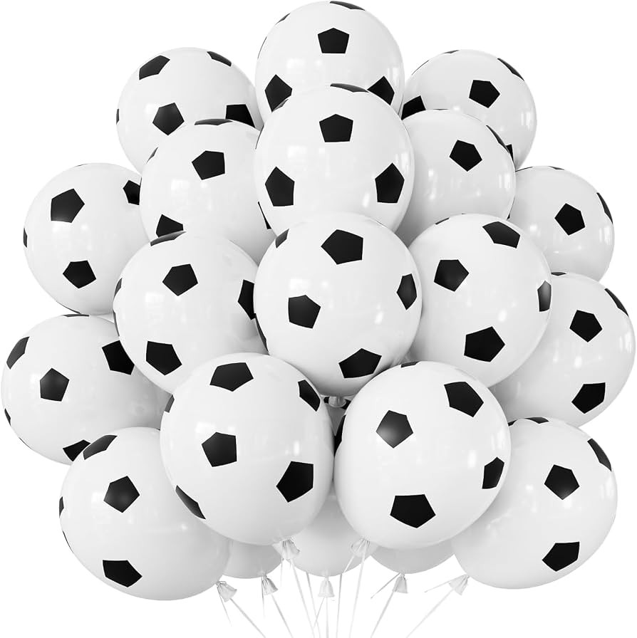 Soccer Balloons, 50Pcs Black and White Soccer Printed Balloons 12 Inch Latex Balloons for Boys Bi... | Amazon (US)