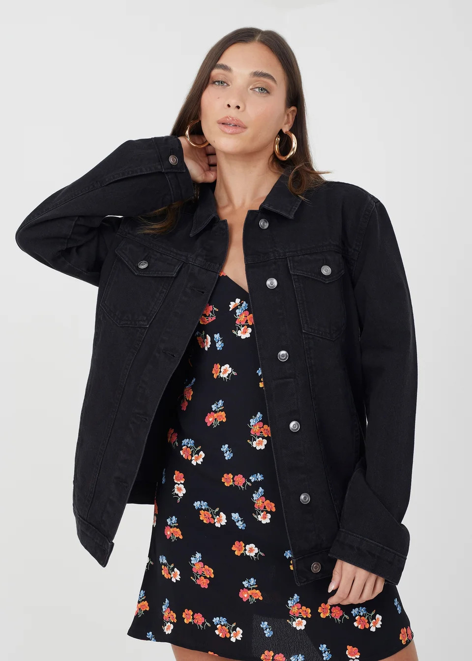 Brave Soul Black Oversized Denim Jacket | Matalan (UK)