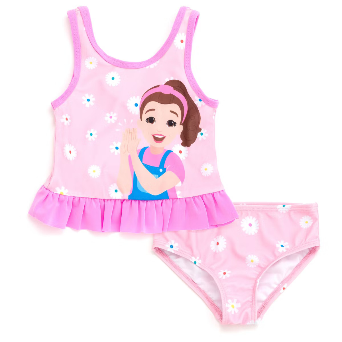 Ms. Rachel Racerback UPF 50+ Peplum Tankini Top and Bikini Bottom Swim Set Toddler | Target