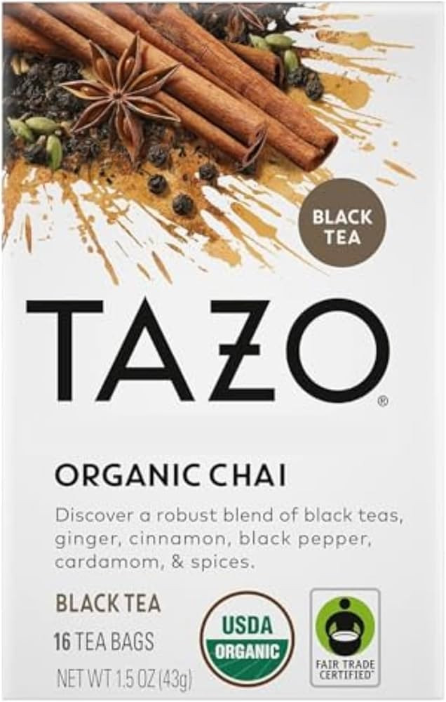 TAZO Organic Chai Black Tea Bags, Caffeinated tea, 16 Total Bags | Amazon (US)