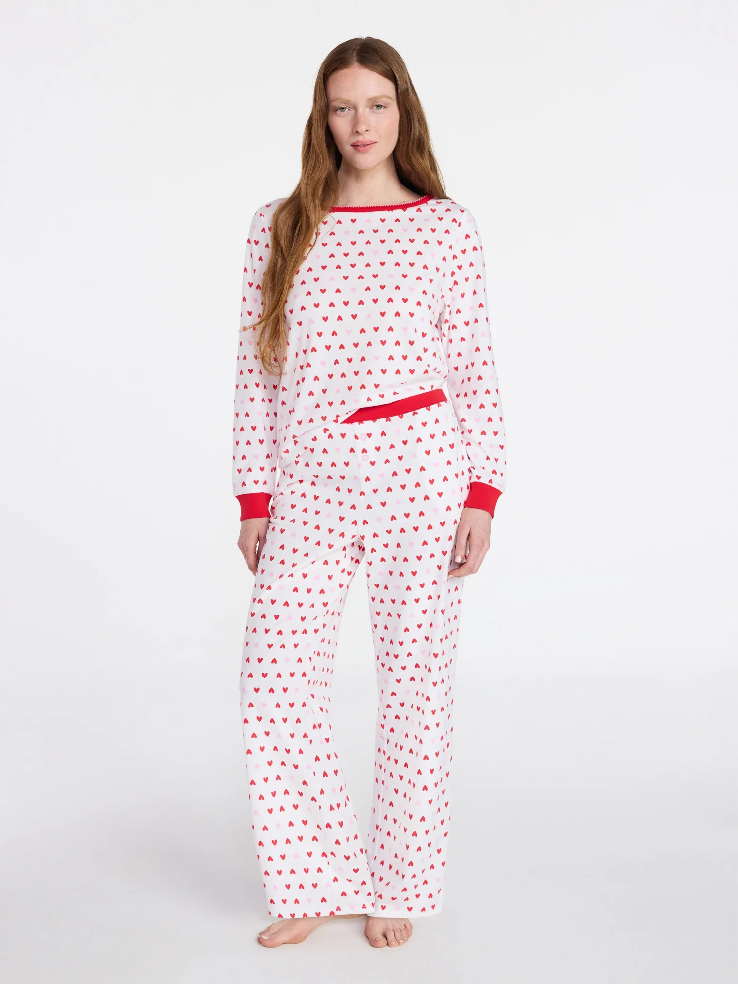 Joyspun Women's Mommy-Daughter Family Matching Cotton Sleep Top and Pants Pajama Set, 2-Piece, Si... | Walmart (US)