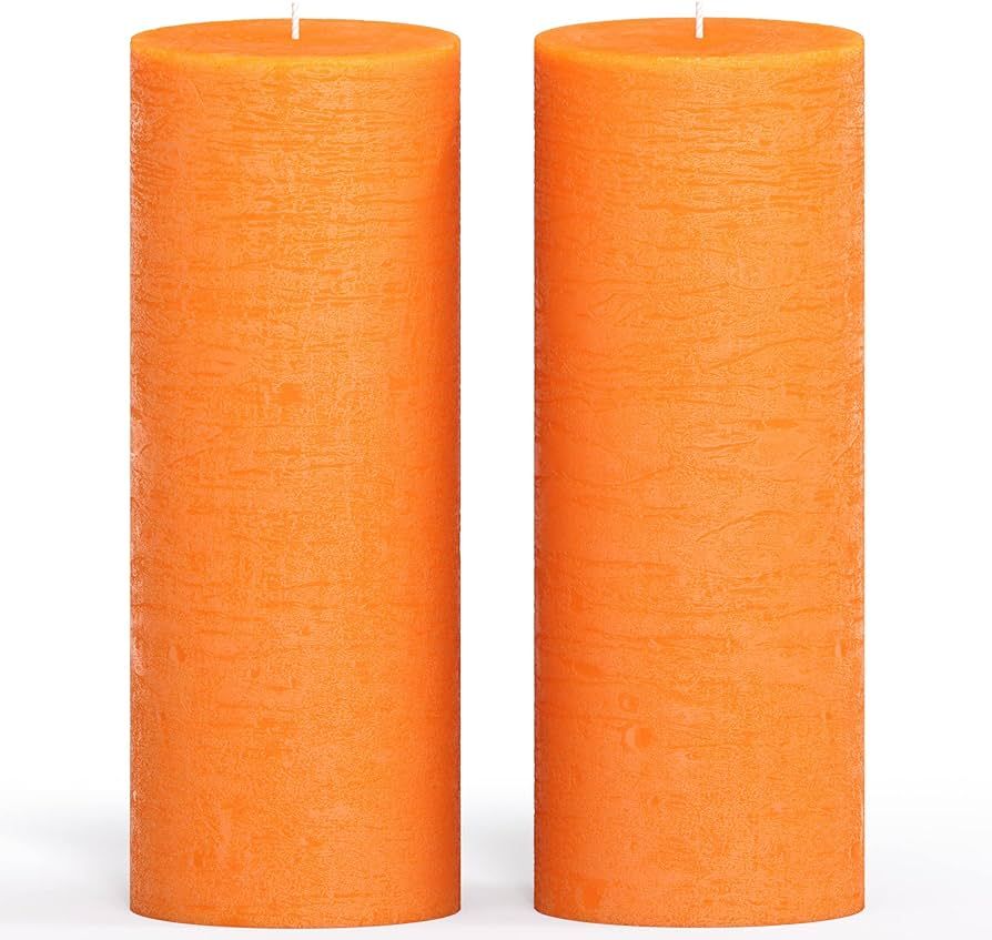 CANDWAX 3x8 Pillar Candle Set of 2 - Decorative Rustic Candles Unscented and No Drip Candles - Id... | Amazon (US)