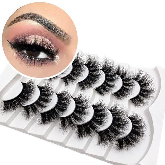 Veleasha False Lashes Super Fluffy Faux Mink Eyelashes 20MM Dramatic Long and Full Fake Eyelashes... | Amazon (US)