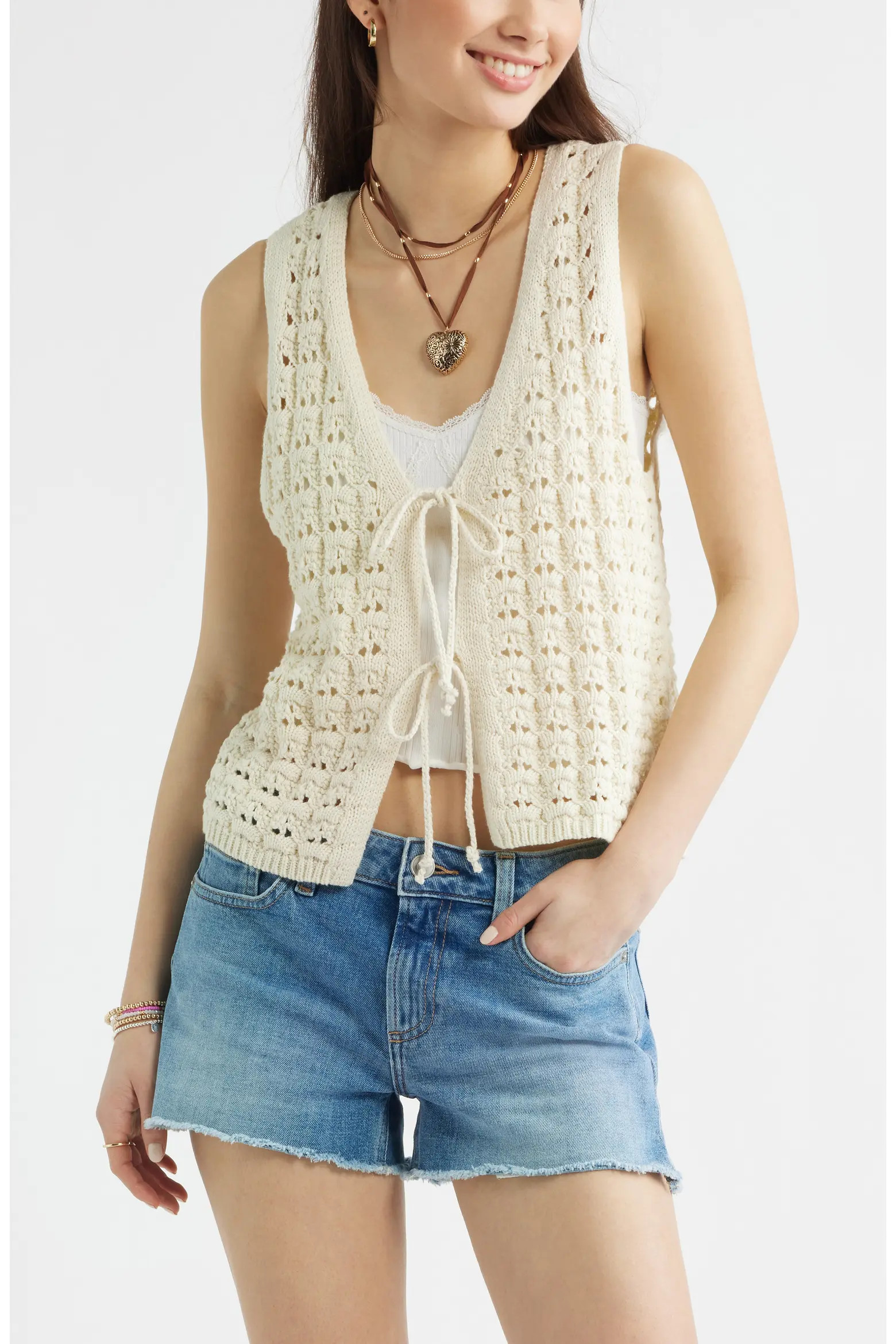 Tie Front Cotton Sweater Vest (Women) | Nordstrom | Nordstrom