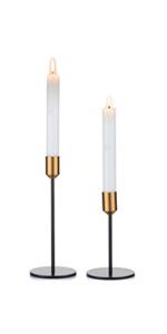 Nuptio 4 Pcs(2 Sets) Candlestick Holders Taper Candle Holders, Candle Stick Holders Set, Gold & B... | Amazon (US)