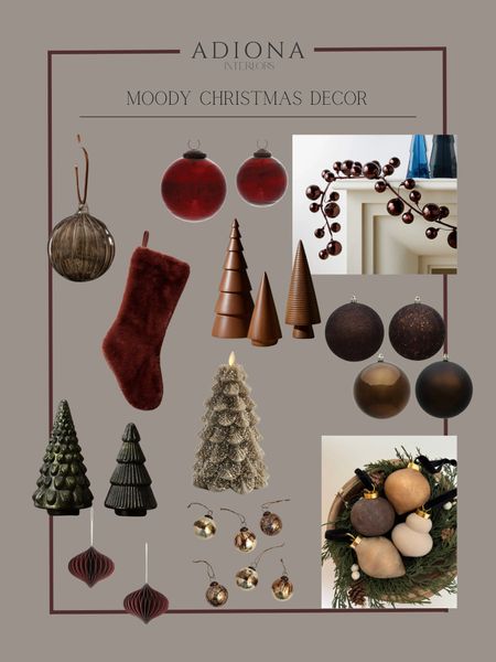 Moody Christmas decor 

Christmas tree ornaments, flocked ornaments, garland, stocking 

#LTKHoliday #LTKhome #LTKSeasonal