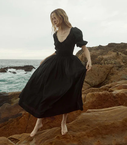DÄ?EN Ischia Dress -- Navy - Size - Xs Cotton Prairie Vintage-inspired Effortless | DOEN