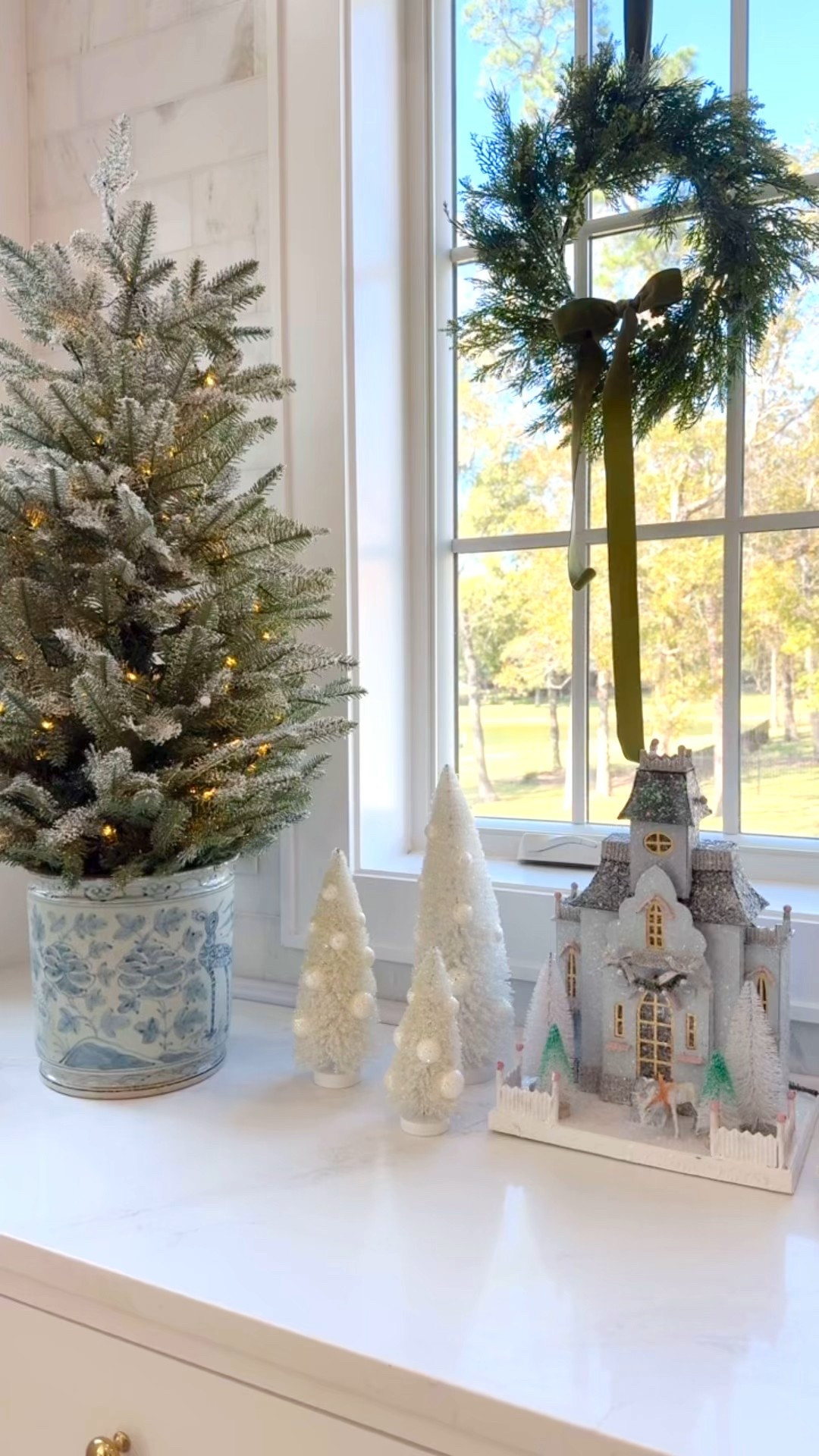 Christmas houses, mini wreaths, Norfolk Pine Christmas garland 

#LTKHoliday #LTKHome