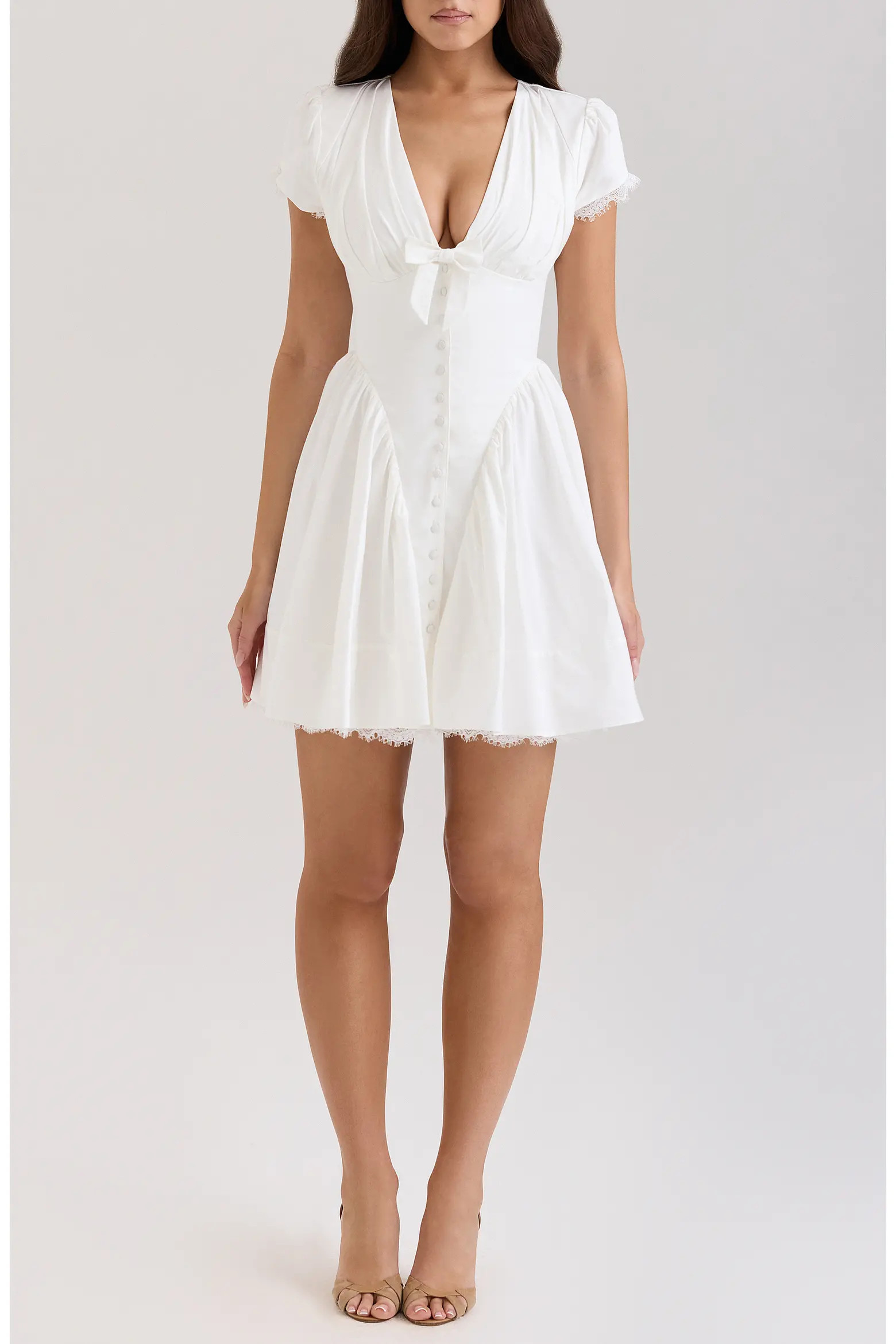 HOUSE OF CB Emiliana Lace Trim Stretch Cotton Minidress (Women) | Nordstrom | Nordstrom
