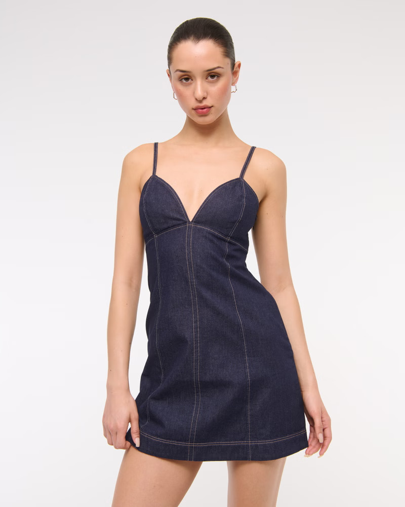 Women's Sweetheart Denim Mini Dress | Women's Clearance | Abercrombie.com | Abercrombie & Fitch (US)