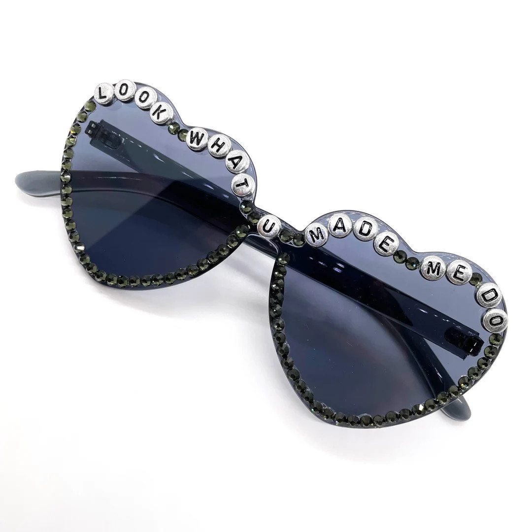 Taylor Swift Look What You Made Me Do Rhinestone Bedazzled Reputation Heart Glasses Sunglasses Be... | Etsy (US)