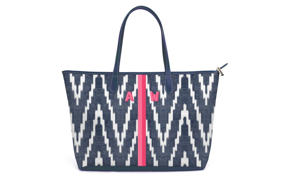 St. Anne Zippered Tote - Monogram Stripe | Barrington Gifts