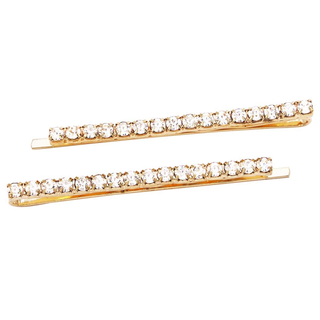 Rosemarie Collections Women's Rhinestone Crystal Sparkle Hair Clip Bobby Pins (Gold Tone) | Amazon (US)