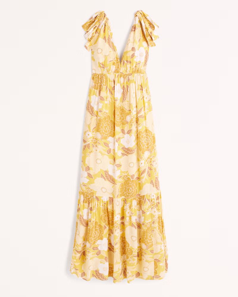 Tie-Strap Babydoll Midaxi Dress | Abercrombie & Fitch (UK)