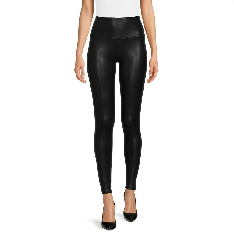 Time and Tru Women's High Rise Stretch Faux Leather Ankle Leggings, 28" Inseam, 2-Pack, Sizes XS-... | Walmart (US)