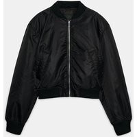 Zara - Cropped Bomber Jacket With Shoulder Pads - Black - M - Woman | Zara US