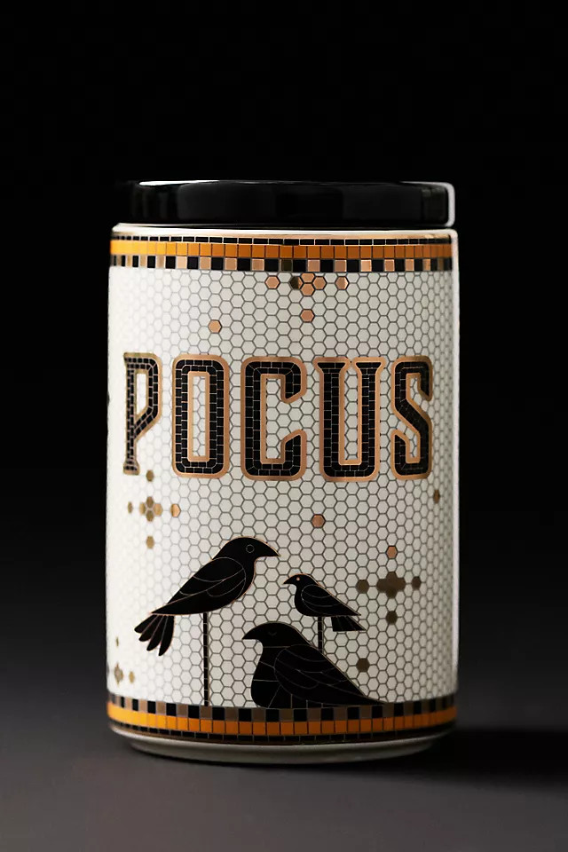 Bistro Tile Stoneware 24k Gold Accent Halloween Canister | Anthropologie (US)