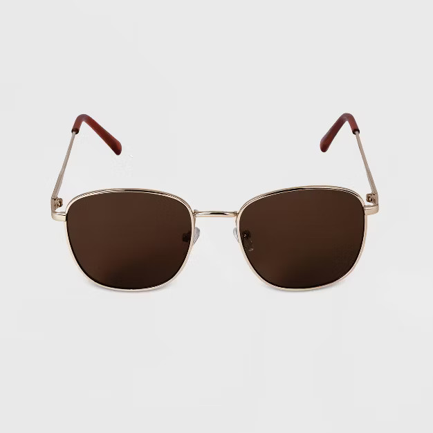 Men's Rectangle Square Metal Sunglasses - Goodfellow & Co™ Gold | Target