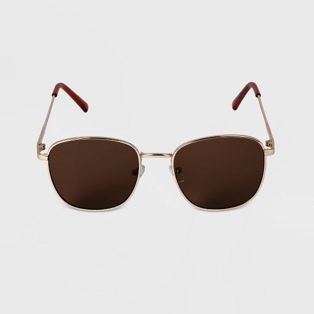 Men's Rectangle Square Metal Sunglasses - Goodfellow & Co™ Gold | Target