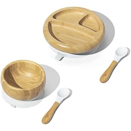 Avanchy Bamboo Baby Plate, Bowl & Spoons Set - Baby Cutlery - Bamboo Kids Bowl - BPA Free Bowl - Bam | Amazon (US)